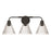 Craftmade Pleated 3 Light Vanity, Flat Black/Clear Pleated