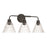 Craftmade Pleated 3 Light Vanity, Flat Black/Clear Pleated