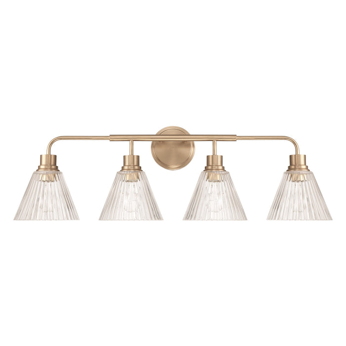 Craftmade Pleated 4 Light Vanity, Premium Bronze/Clear Pleated - 61104-CPZ