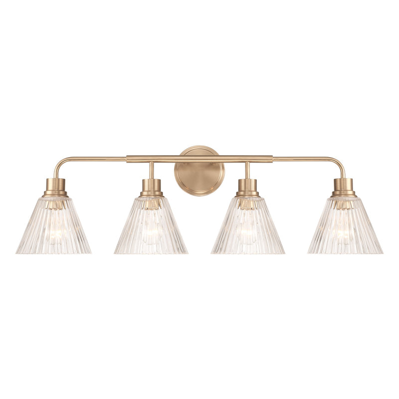 Craftmade Pleated 4 Light Vanity, Premium Bronze/Clear Pleated