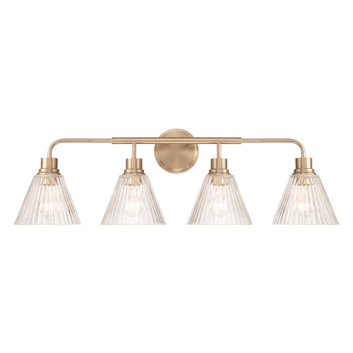 Craftmade Pleated 4 Light Vanity, Premium Bronze/Clear Pleated