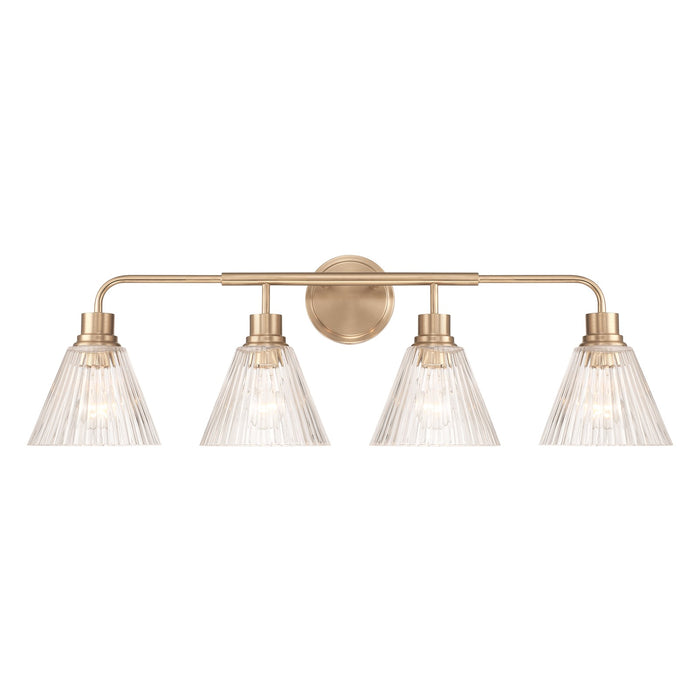 Craftmade Pleated 4 Light Vanity, Premium Bronze/Clear Pleated