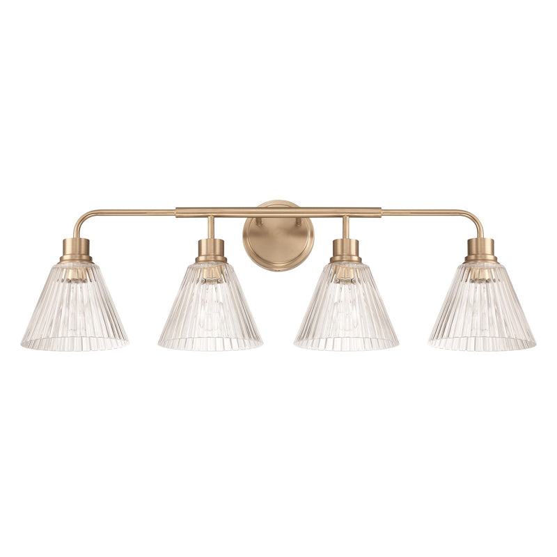 Craftmade Pleated 4 Light Vanity, Premium Bronze/Clear Pleated