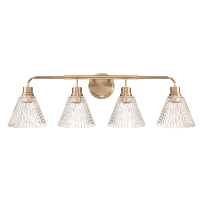 Craftmade Pleated 4 Light Vanity, Premium Bronze/Clear Pleated