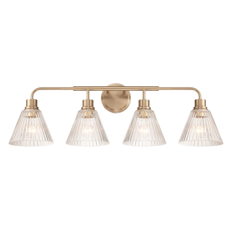 Craftmade Pleated 4 Light Vanity, Premium Bronze/Clear Pleated