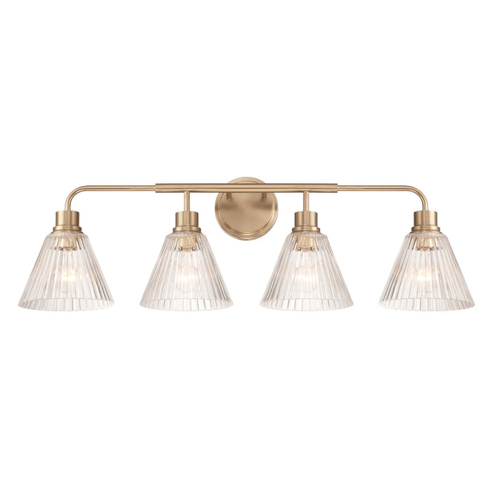 Craftmade Pleated 4 Light Vanity, Premium Bronze/Clear Pleated