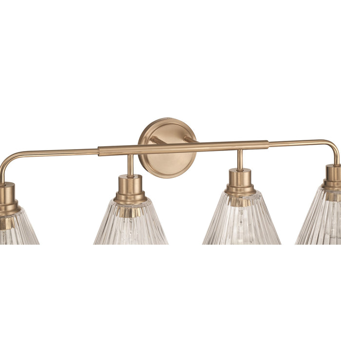 Craftmade Pleated 4 Light Vanity, Premium Bronze/Clear Pleated