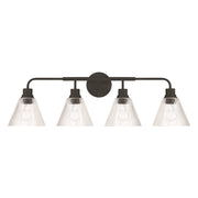 Craftmade Pleated 4 Light Vanity, Flat Black/Clear Pleated - 61104-FB