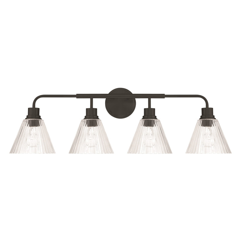 Craftmade Pleated 4 Light Vanity, Flat Black/Clear Pleated - 61104-FB