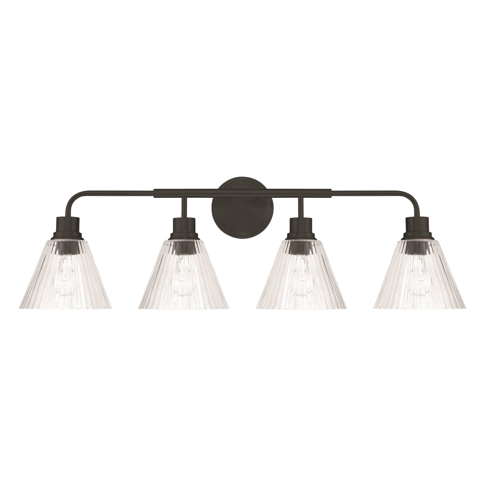 Craftmade Pleated 4 Light Vanity, Flat Black/Clear Pleated - 61104-FB