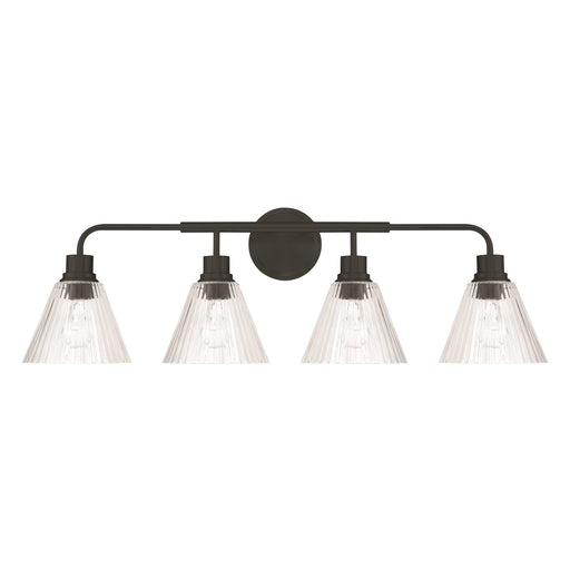 Craftmade Pleated 4 Light Vanity, Flat Black/Clear Pleated - 61104-FB