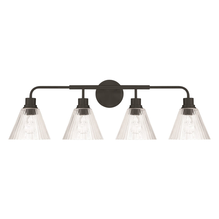 Craftmade Pleated 4 Light Vanity, Flat Black/Clear Pleated - 61104-FB