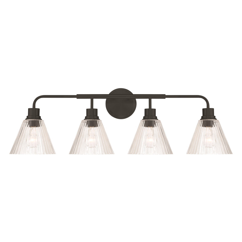 Craftmade Pleated 4 Light Vanity, Flat Black/Clear Pleated