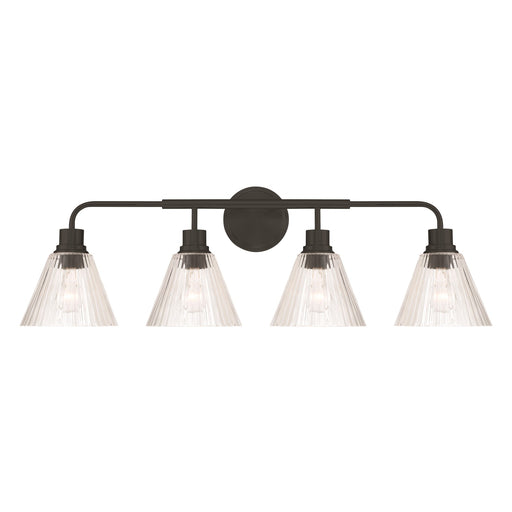 Craftmade Pleated 4 Light Vanity, Flat Black/Clear Pleated