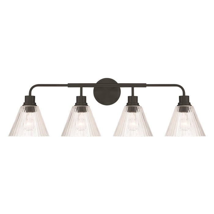 Craftmade Pleated 4 Light Vanity, Flat Black/Clear Pleated