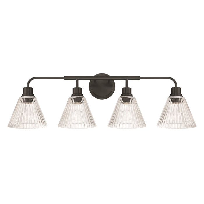 Craftmade Pleated 4 Light Vanity, Flat Black/Clear Pleated