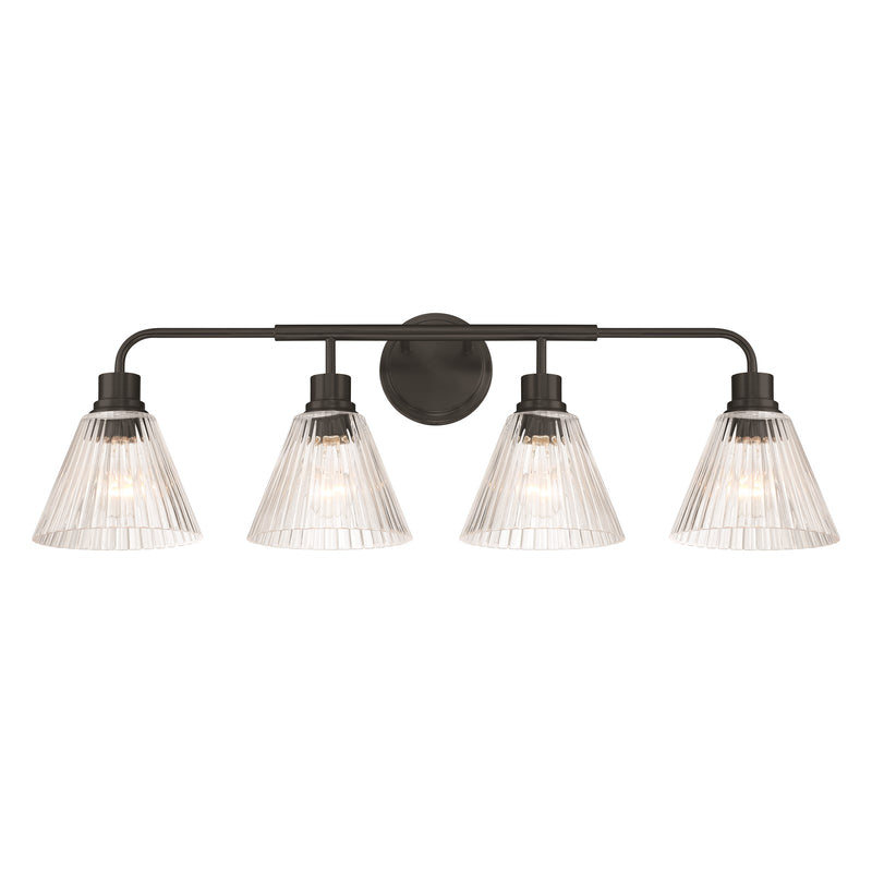 Craftmade Pleated 4 Light Vanity, Flat Black/Clear Pleated