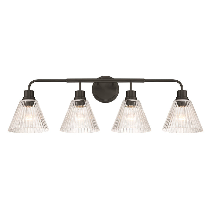 Craftmade Pleated 4 Light Vanity, Flat Black/Clear Pleated