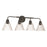 Craftmade Pleated 4 Light Vanity, Flat Black/Clear Pleated