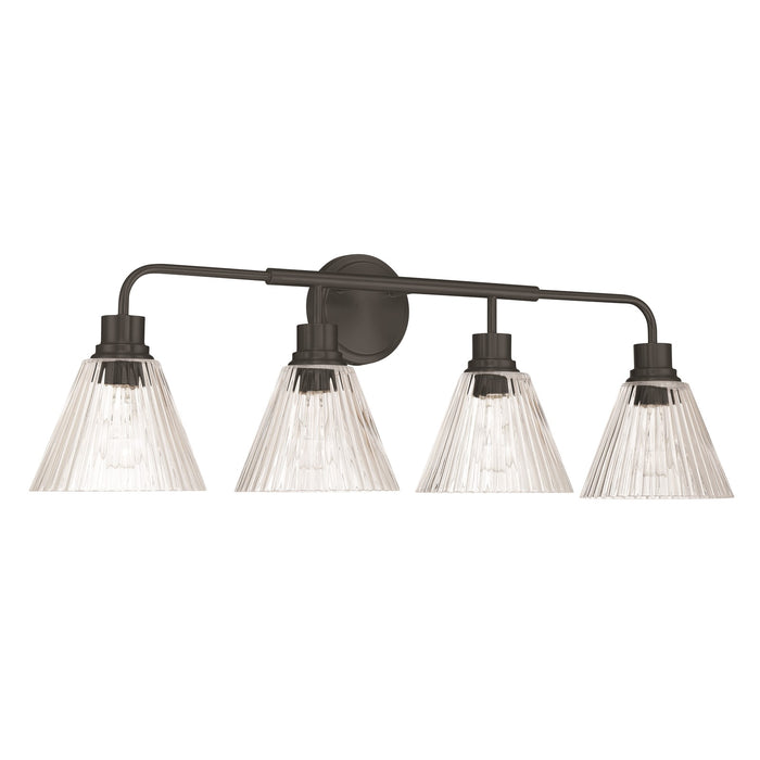 Craftmade Pleated 4 Light Vanity, Flat Black/Clear Pleated