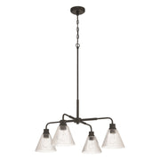 Craftmade Pleated 4 Light Chandelier, Flat Black/Clear Pleated - 61124-FB