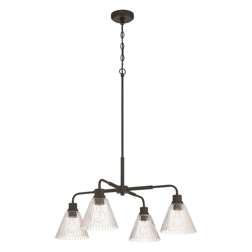 Craftmade Pleated 4 Light Chandelier, Flat Black/Clear Pleated - 61124-FB
