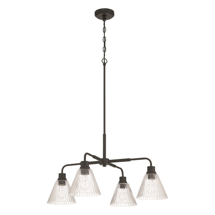 Craftmade Pleated 4 Light Chandelier, Flat Black/Clear Pleated - 61124-FB