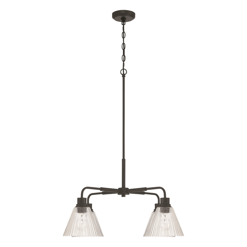 Craftmade Pleated 4 Light Chandelier, Flat Black/Clear Pleated