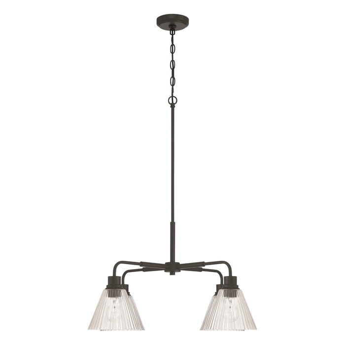 Craftmade Pleated 4 Light Chandelier, Flat Black/Clear Pleated