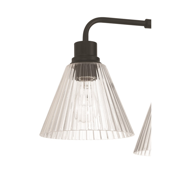 Craftmade Pleated 4 Light Chandelier, Flat Black/Clear Pleated