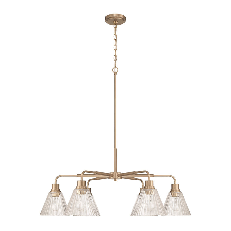 Craftmade Pleated 6 Light Chandelier, Premium Bronze/Clear Pleated