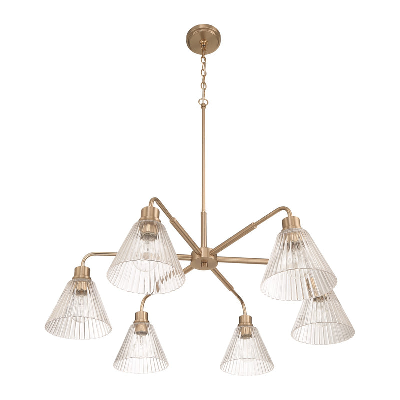 Craftmade Pleated 6 Light Chandelier, Premium Bronze/Clear Pleated