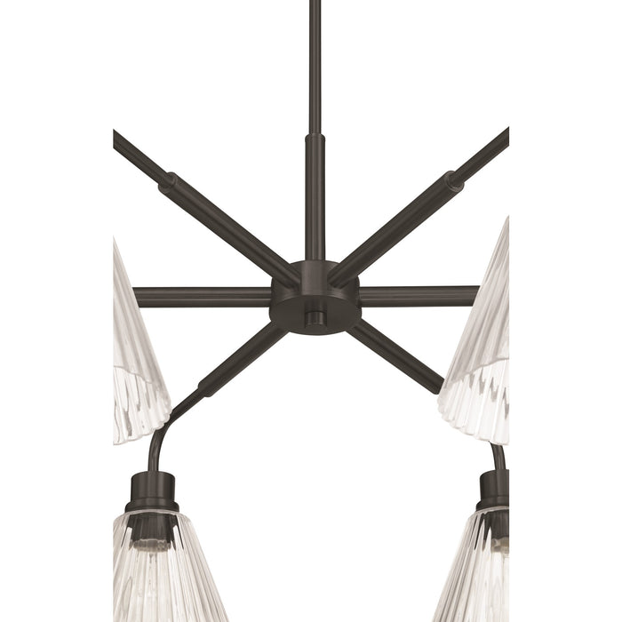 Craftmade Pleated 6 Light Chandelier, Flat Black/Clear Pleated