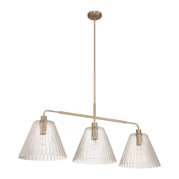 Craftmade Pleated 3 Light Island, Premium Bronze/Clear Pleated - 61173-CPZ