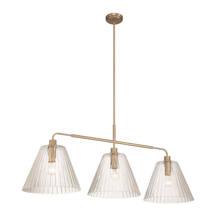 Craftmade Pleated 3 Light Island, Premium Bronze/Clear Pleated