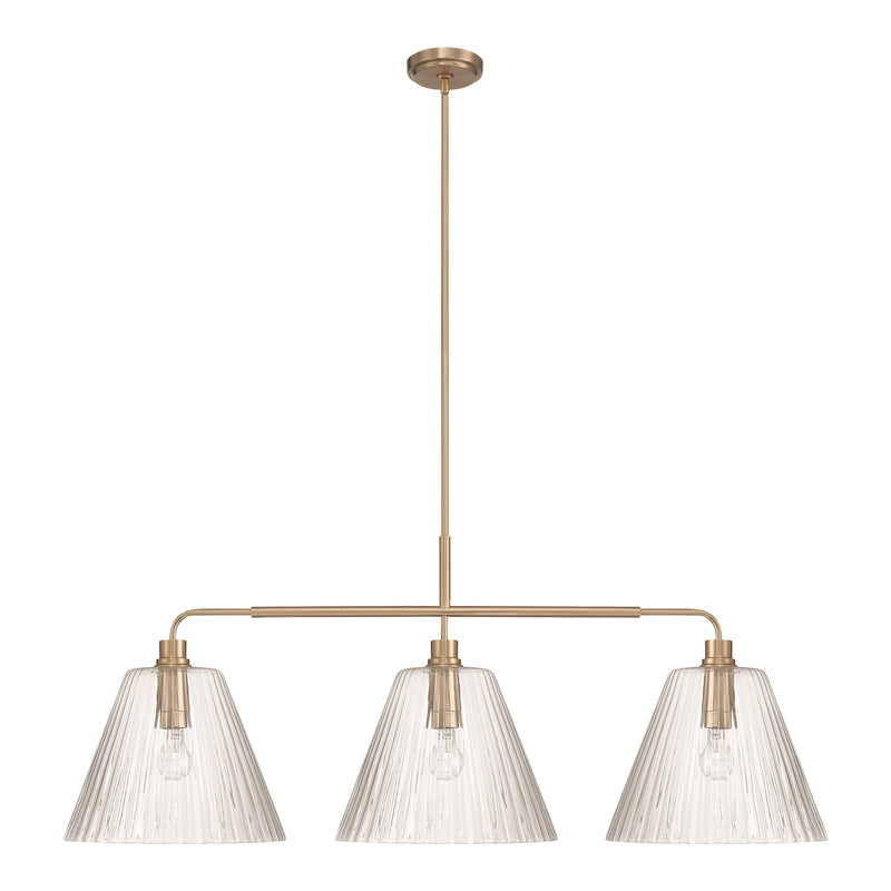 Craftmade Pleated 3 Light Island, Premium Bronze/Clear Pleated