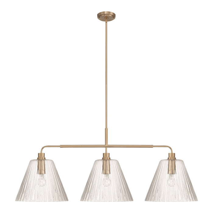 Craftmade Pleated 3 Light Island, Premium Bronze/Clear Pleated