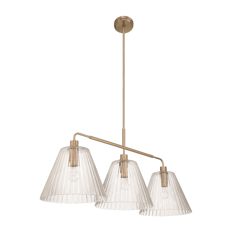 Craftmade Pleated 3 Light Island, Premium Bronze/Clear Pleated