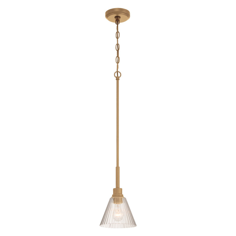 Craftmade Pleated 1 Light Mini Pendant, Premium Bronze/Clear Pleated