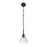 Craftmade Pleated 1 Light Mini Pendant, Flat Black/Clear Pleated