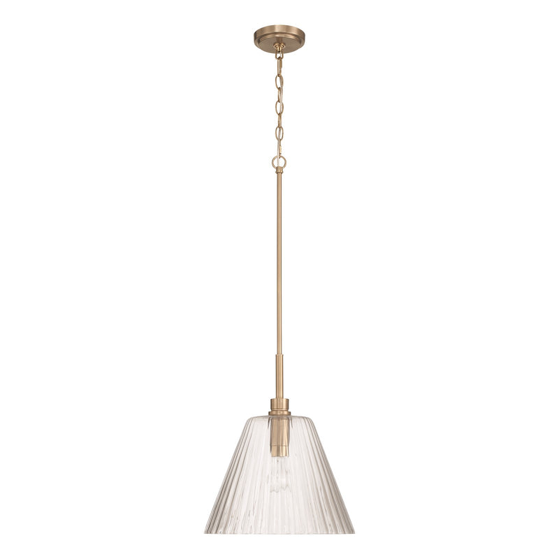 Craftmade Pleated 1 Light Pendant, Premium Bronze/Clear Pleated