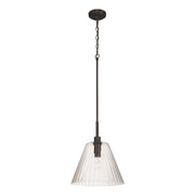 Craftmade Pleated 1 Light Pendant, Flat Black/Clear Pleated - 61192-FB
