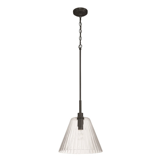 Craftmade Pleated 1 Light Pendant, Flat Black/Clear Pleated - 61192-FB