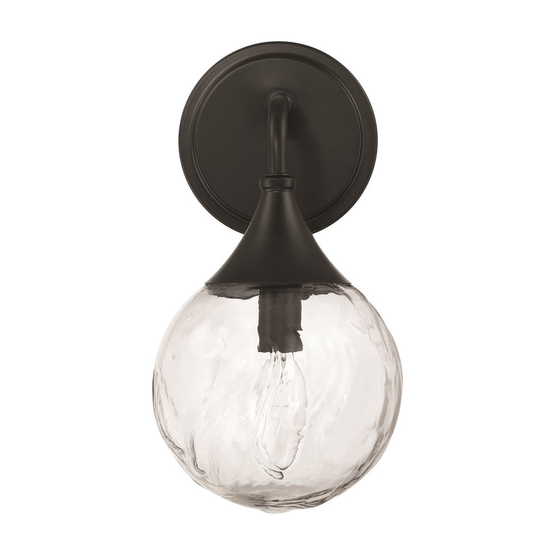 Craftmade Reflection 11in 1-Light Wall Sconce | Modern Flat Black and Clear Glass | Bedroom & Hallway Accent Light | 5.88 x 11 in | Model 61201-FB