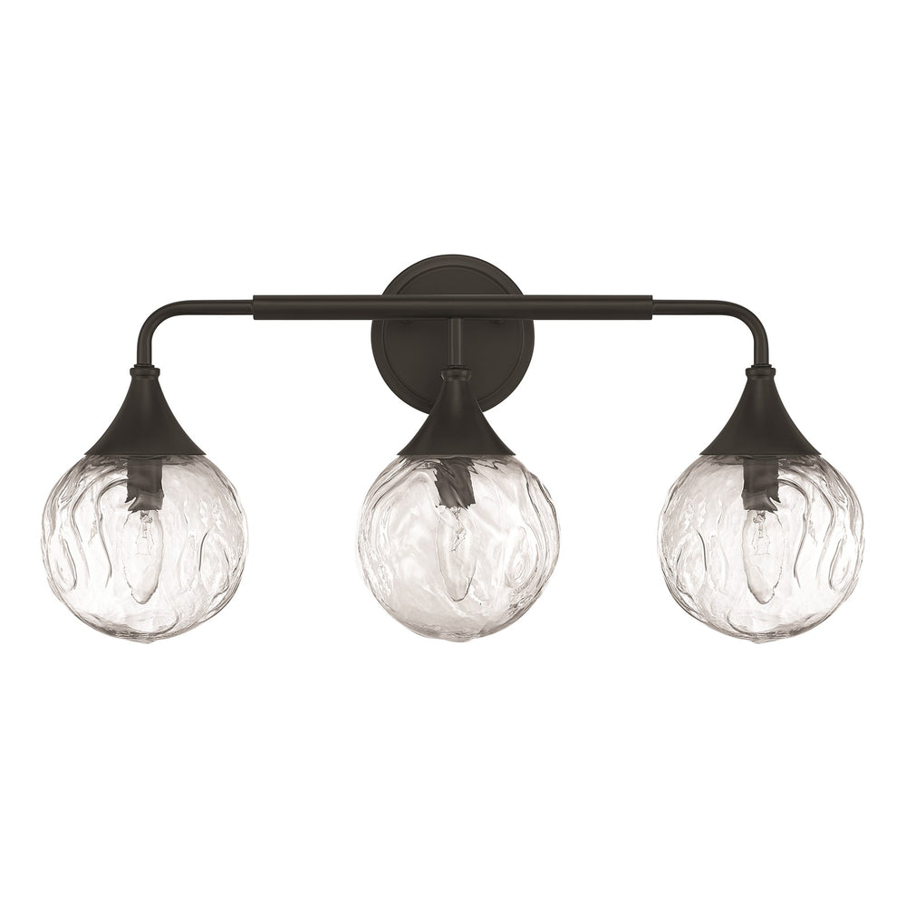Craftmade Reflection 3 Light Vanity, Flat Black/Clear Textured - 61203-FB