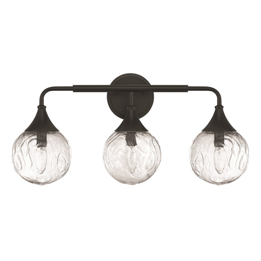 Craftmade Reflection 3 Light Vanity, Flat Black/Clear Textured - 61203-FB
