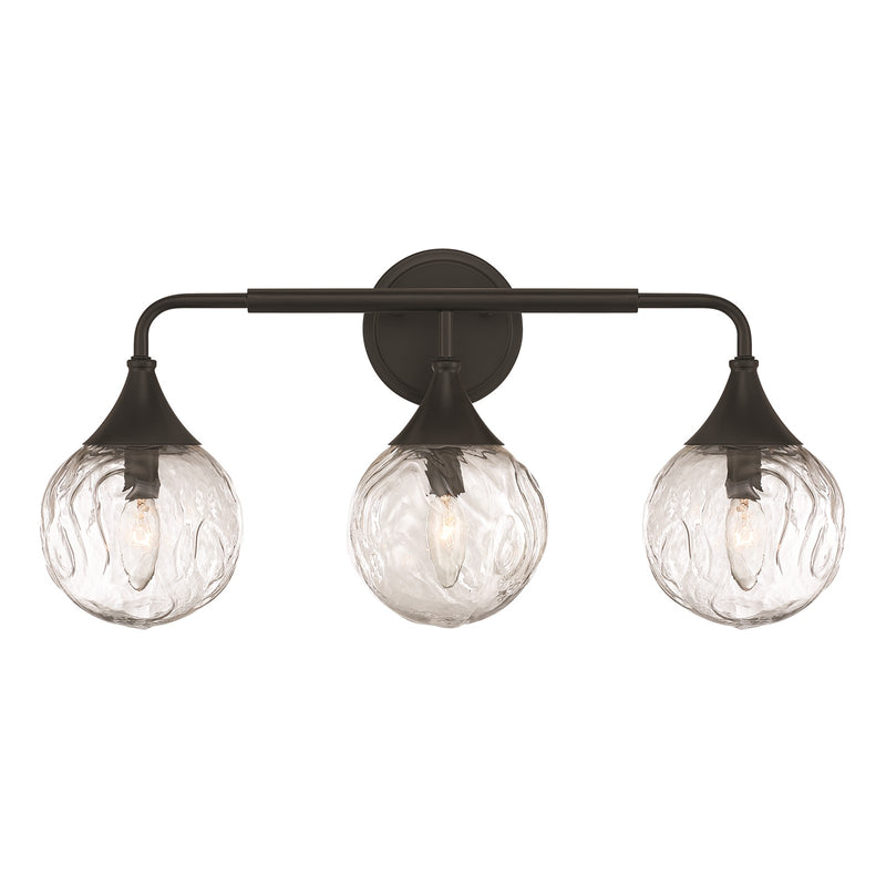 Craftmade Reflection 3 Light Vanity, Flat Black/Clear Textured