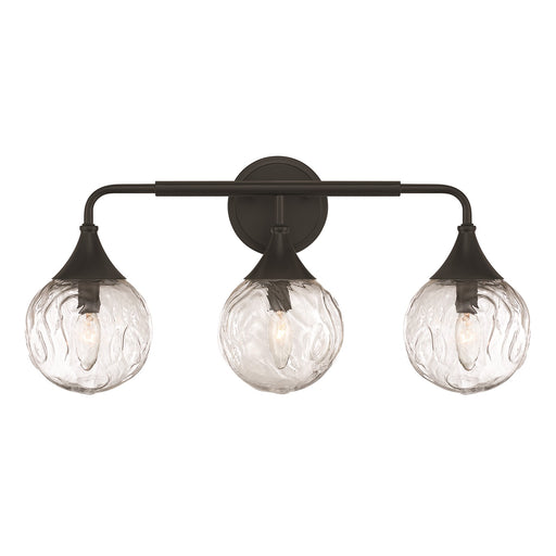 Craftmade Reflection 3 Light Vanity, Flat Black/Clear Textured