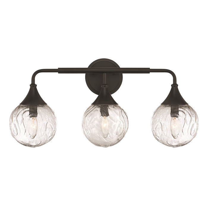 Craftmade Reflection 3 Light Vanity, Flat Black/Clear Textured