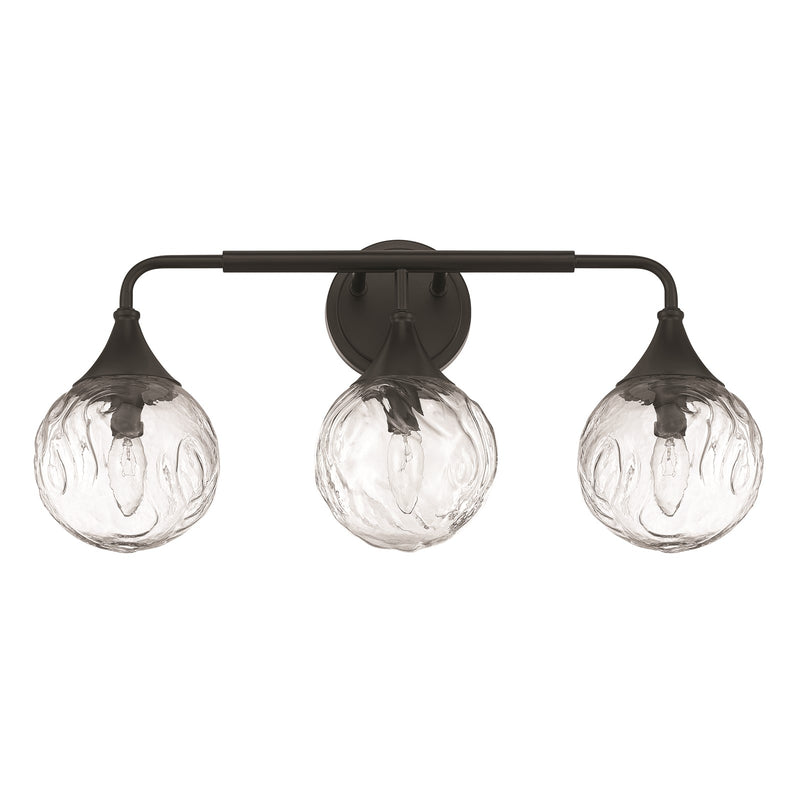 Craftmade Reflection 3 Light Vanity, Flat Black/Clear Textured